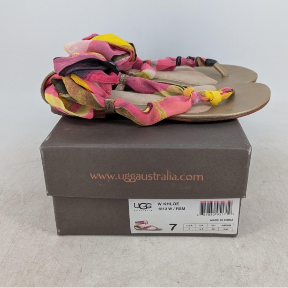 🛑 1 hour sale. UGG, size 7, Khloe Sandals - Pink and Yellow, worn twice - Picture 7 of 8